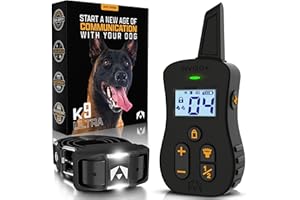INVIROX Dog Shock Collar [Ultra K9] 124 Training Levels, 4 Powerful Modes with Night-Light and ¾ Mile Range 100% Safe Dog Training Collar for Large Dogs IP67 Waterproof (Black)