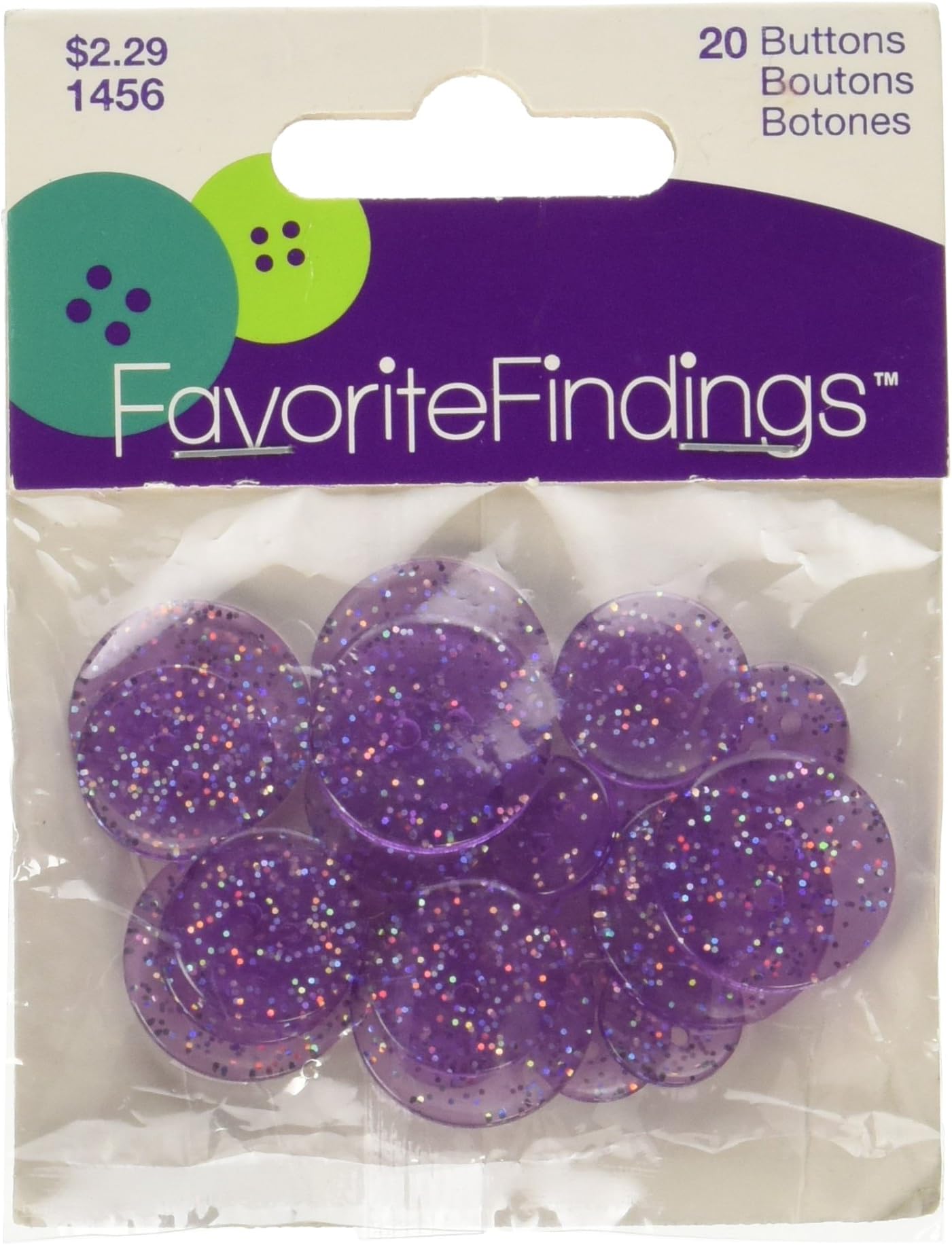 Favorite Findings Button Glitter 10/15 / 20 mm 20 pcs. Mauve, 10x6x1 cm