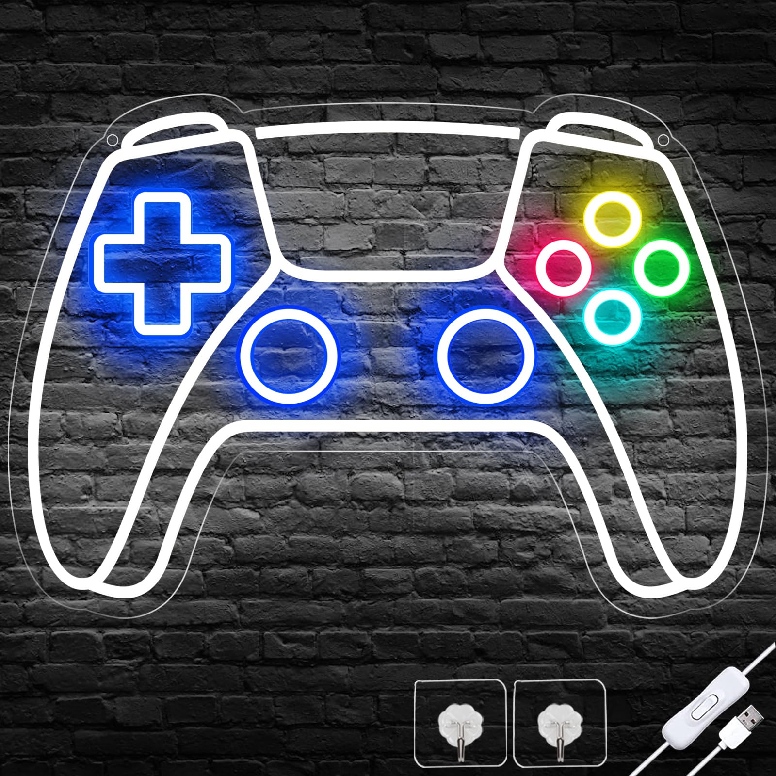 Gamer Neon Sign, Gamepad Shaped LED Neon Sign for Gamer Room Decor, Gaming Neon Sign for Boys Room Decor, Neon Gaming Sign for Gaming Wall Decor, USB Powered Gamer Gifts for Teens, Boys, Kids