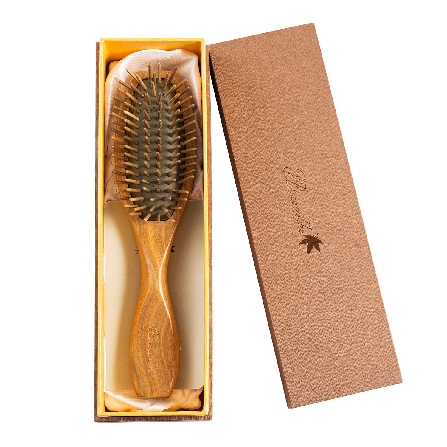 Breezelike Sandalwood Hair Brush Wooden Natural Detangler Handmade