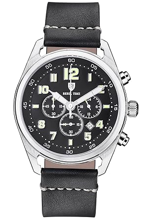 Rebel Time Rebel Mens Classic Black Stainless Steel Chronograph 100 Meter Wr Field Watch