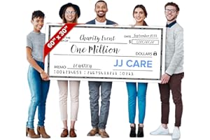 JJ CARE Reusable Giant Check [60" x 30"] - Dry Erase Big Checks for Presentations, Oversized Checks for Presentation, Novelty Big Check, Giant Big Fake Check, Large Checks for Presentations, Donation, Awards