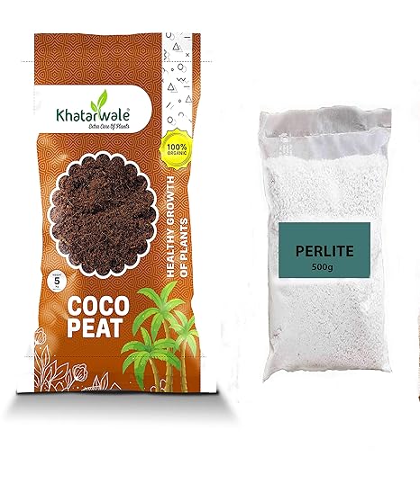 Khatarwale - COCOPEAT Organic Fertilizer (5kg) - Ready to Use Compost and Khatarwale Organic Perlite (500g) for Garden, Indoor - Outdoor Plants