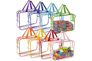 Fasmov 8 Packs Large Toy Storage Bags, 8 Colors PVC Organizers Toy Bags, Travel Organizer Bags Reusable Toy Organizer Pouch w