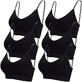 BQTQ 6 Pcs V Neck Bralettes for Women Padded Bralette with Straps Seamless Bra