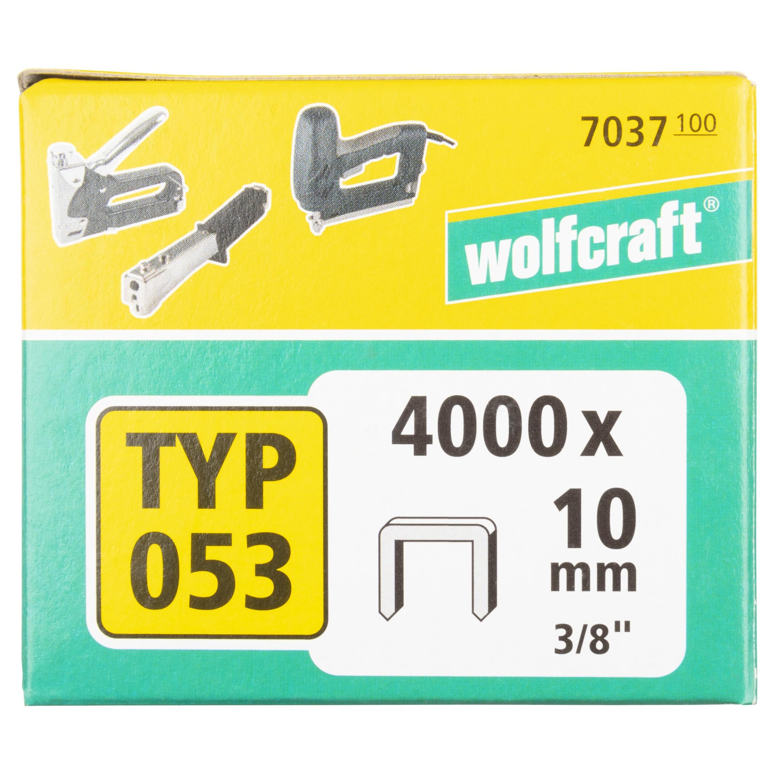 wolfcraft 4,000 Broad Back Staples, Extra Hard Steel, Type 053, 10 mm I 7037100 I Ideal for fastening fabric, textiles and thin strips of wood