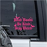 MYMKO Read Books Be Kind Stay Weird Decal, Positive Bookish Car Window Decals, 6 Inches UV DTF Tranfer Car Stickers, Weatherproof Car Truck Window Bumper Sticker, Humor Car Decals for Book Lovers