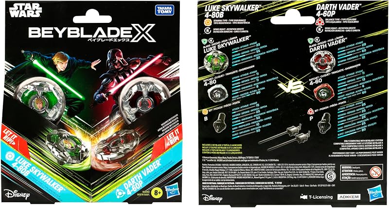 Beyblade X in collaborazione con Star Wars, Luke Skywalker 4-80B vs. Darth Vader 4-60B, confezione multipla