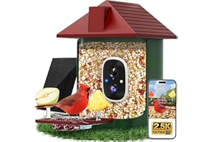 Smart Bird Feeder with Camera Solar Powered, 5MP Live Video Bird House Camera, AI Identifies, Auto Capture & Notify, Motion D