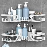 KEGII Corner Shower Caddy No Drilling with Soap Holder White