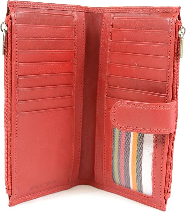 Ladies Large Soft Nappa Leather Purse with Multiple Credit Card Slots
