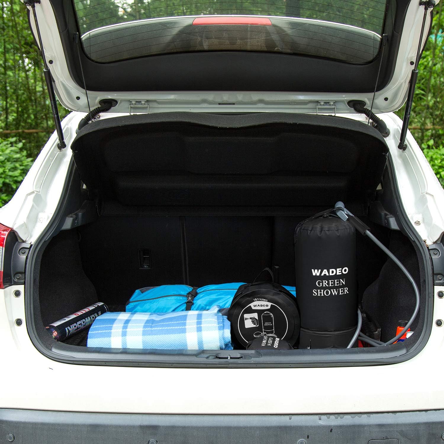 WADEO Camp Shower, 15L 4 Gallons Portable Outdoor Camping Shower Bag Pressure Shower with Foot Pump and Shower Nozzle for Beach Swim Travel Hiking Backpacking, Black : Sports & Outdoors