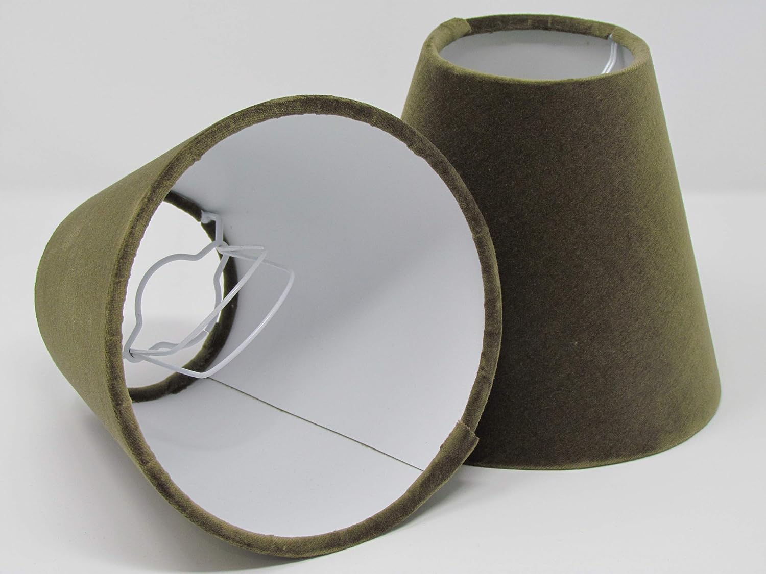 Small Candle Clip Wall Tapered Lampshade Lightshade Olive Green Velvet