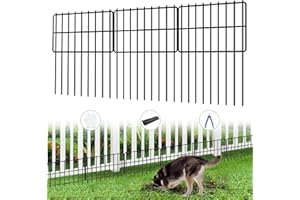 COLRASN 10 Panels Garden Fence Animal Barrier, 1.25" Gap No Dig Fence 10.8 Ft(L) X 17 in(H) Rustproof Metal Fences Border Dog Rabbit Blocker, Small Wire Bottom Fencing for Outdoor Yard Patio Black