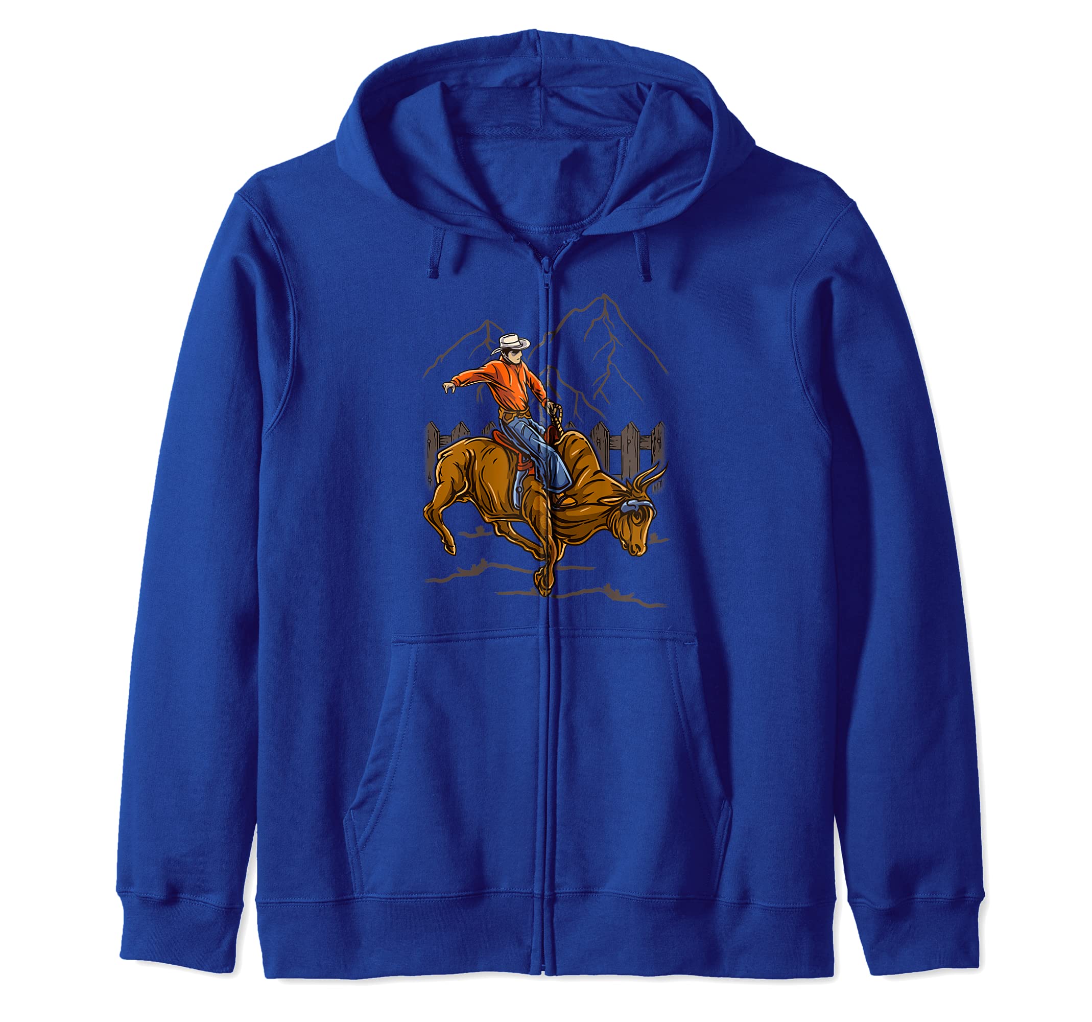 Cowboy Rodeo Bull riding Zip Hoodie