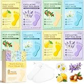 8 Pack Moisturizing Foot Mask,Hydrating Foot Masks for Dry Cracked Feet | Soothing Dry Skin Moisturizer Socks for Baby Soft Feet,Teacher Appreciation Gifts,Foot Care Spa Gifts for Women Men(4 Styles)