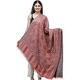 Exotic India Jamawar Shawl with Woven Flowers in Multicolored Thread