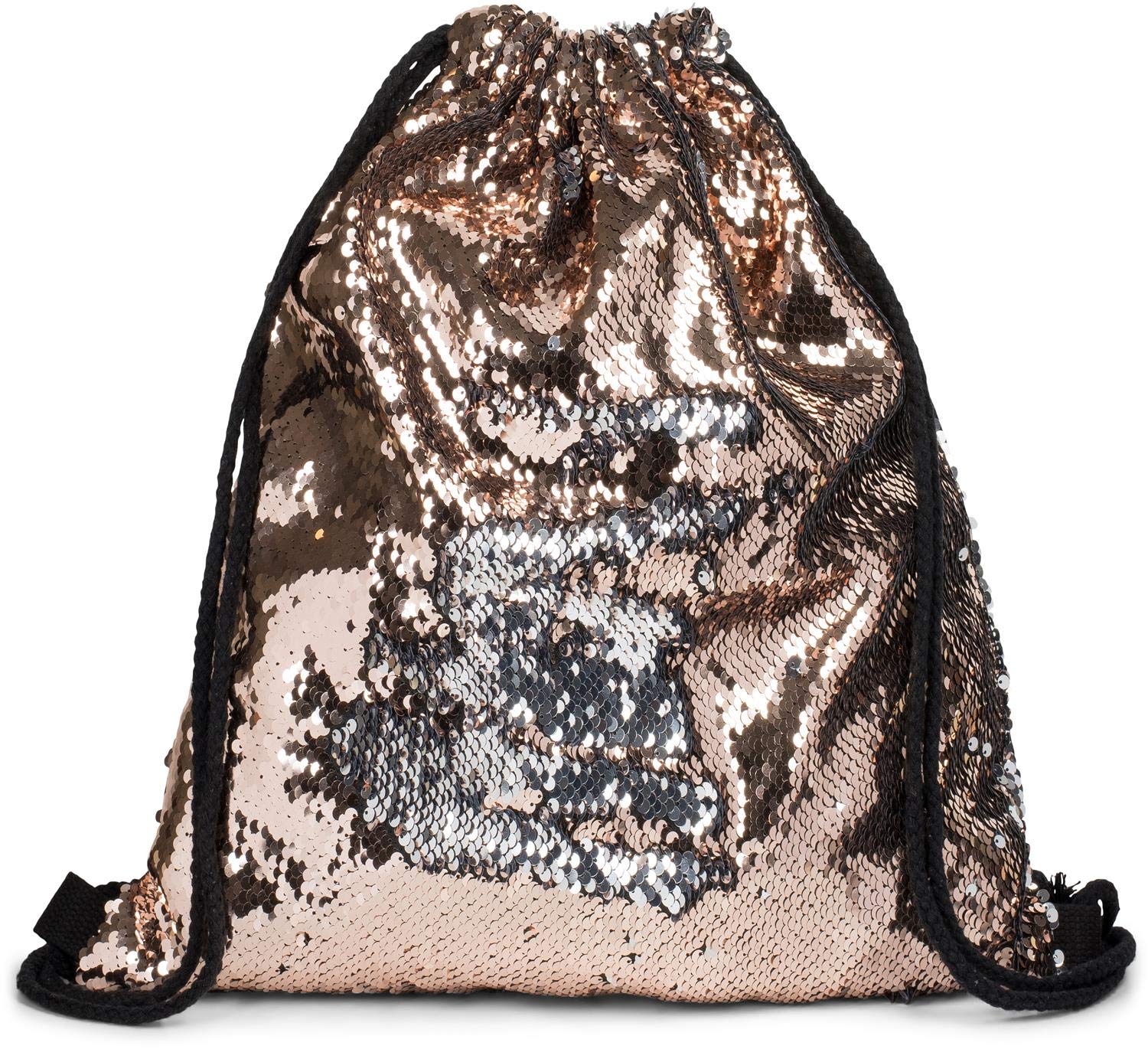 styleBREAKER hipster gym bag with sequins, rucksack, sports bag. bag, unisex 02012110, Colour:Rosegold/Silver
