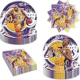 Bahteliv 40Pack Los Angeles Party Supplies include 20 plates, 20 napkins for The Laker party decoration