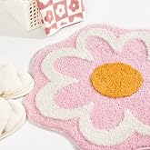 TRUEDAYS Flower Bathroom Rug, Round Non-Slip Bath Mat, 23.6