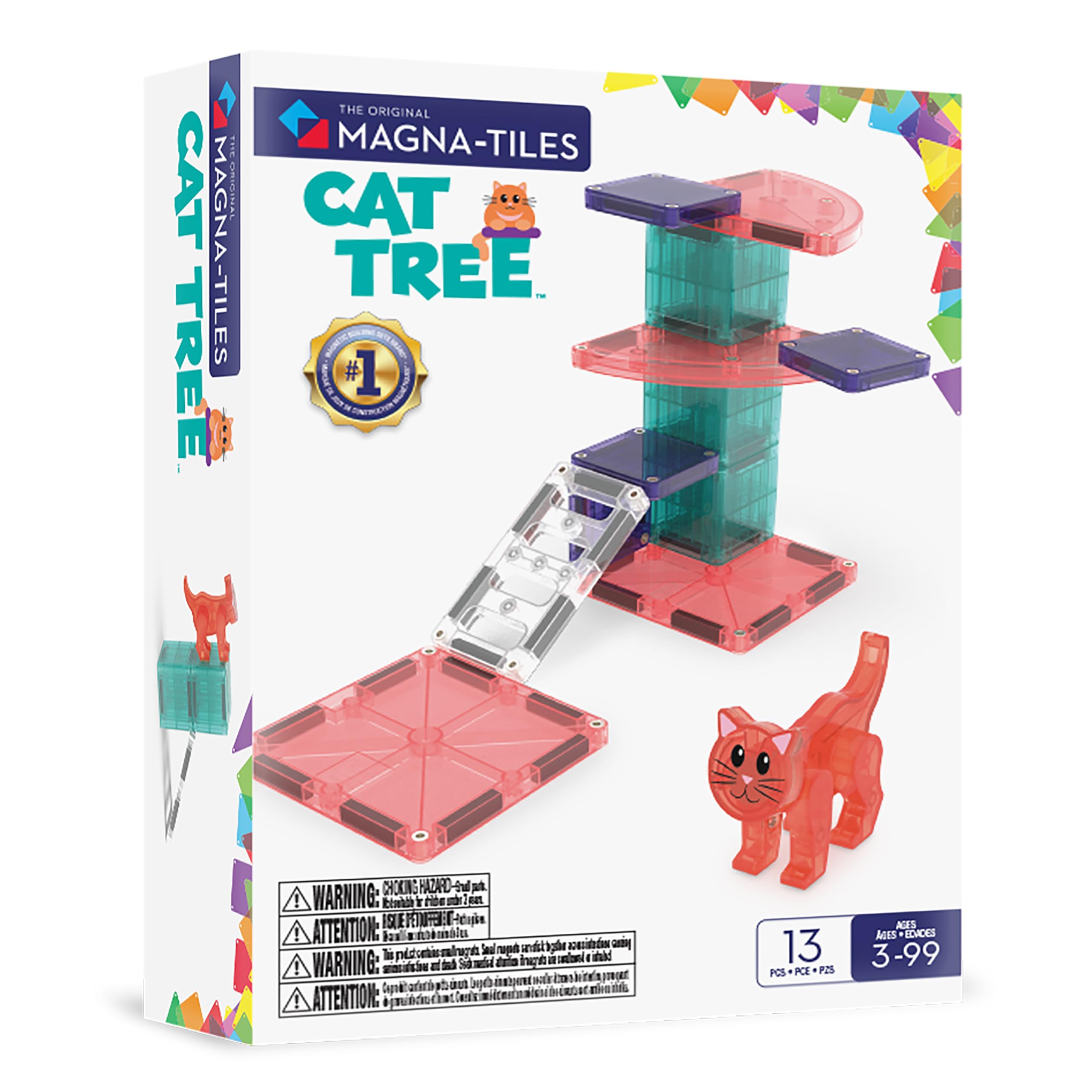 Magna-Tiles Cat Tree 13-Piece Magnetic Construction Set, The Original Magnetic Building Brand