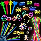 248 PCS Glow Sticks Halloween Party Pack - 100 Pcs 8 Inch Glow sticks, 6 Pcs Glow Sticks Wands – Create Glow In The Dark Necklaces, Bracelets. Neon Light Sticks Decoration For Parties Favors Glow