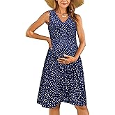 OUGES Womens V-Neck Sleeveless Summer Floral Maternity Dresses Nursing Gown Breastfeeding Dress