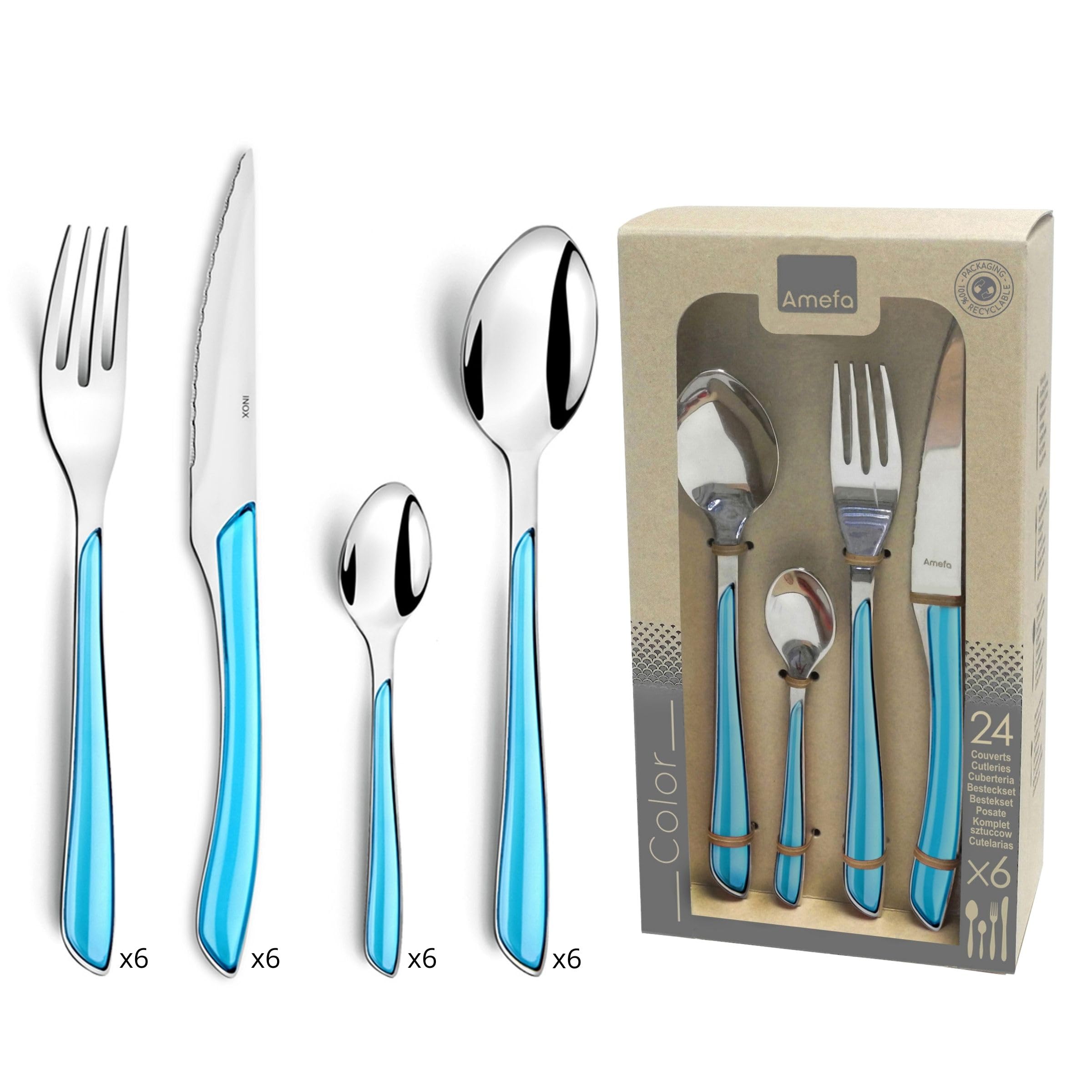Amefa ECLAT - 24pc Turquoise Cutlery Set