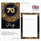 Olivia Samuel 70th Birthday Invitations Pack of 20 Black Gold Effect A6 Ready view 2