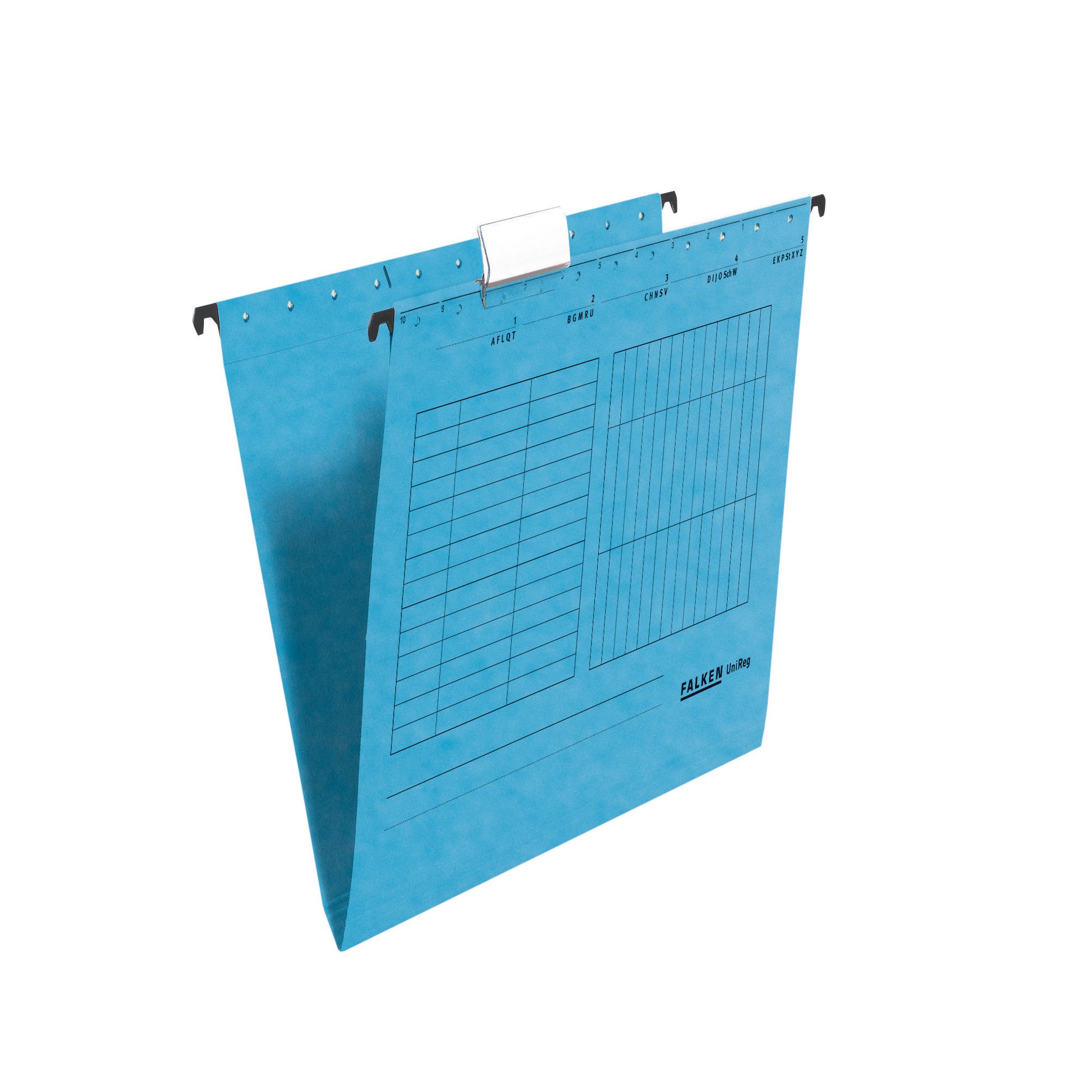 Original Falken 5-pack hanging file UniReg. Made in Germany. Made of recycled cardboard for DIN A4 open sided blue Blue Angel ideal for loose leaf filing in the office and public authority