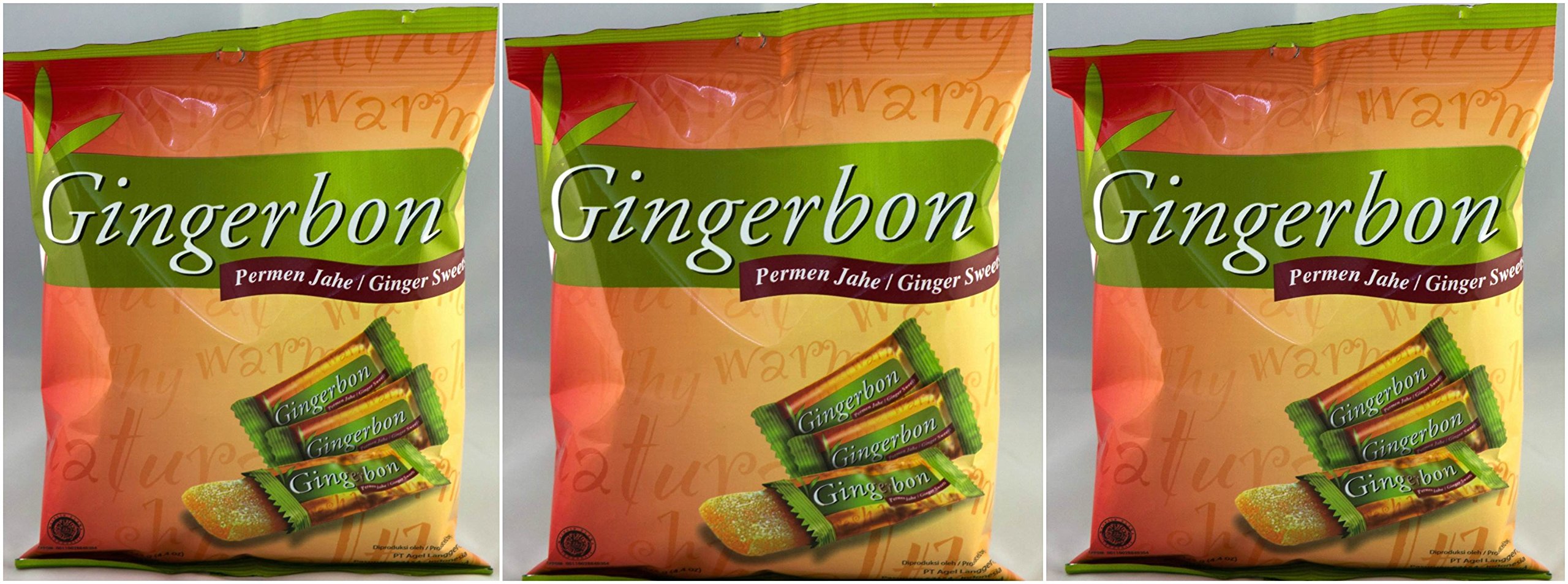 Gingerbon 3 Pack Ginger Sweets Chews Candy Permen Jahe Original 125g