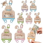 Beeveer 10 Pcs Easter Bunny Money Holder for Cash Gift Wooden Rabbit Gift Cards Cash Holder for Basket Stuffers Easter Holiday Hunting Money Tree Ornaments Table Centerpiece Decorations