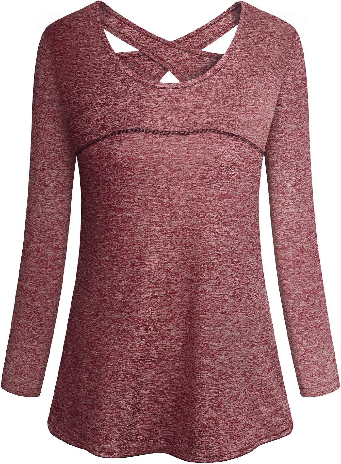 Cucuchy Womens Yoga Tops Casual Flowy Long Sleeve Criss Cross Back Workout Shirts: Clothing