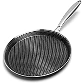 Innerwell Nonstick Crepe Pan 11inch Stainless Steel Crepe Pan Honeycomb Coating Flat Skillet Tawa Dosa Tortilla Pan,Omelet Pan with All Stove Tops Available, Induction Compatible