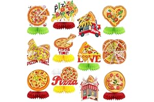 Weekgrat 12 Pcs Pizza Party Decorations Pizza Theme Party Decorations Honeycomb Table Centerpieces for Home Office Birthday Honeycomb Supplies Decor