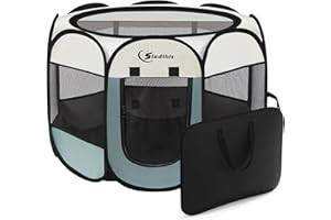 Siedihit Dog Cat Playpen, Puppy Pet Playpen Indoor for Small Dog Crate Tent Cage Outdoor, Portable Pop Up Dogs Enclosure Kennel with Carrying Case for Dogs/Cats/Rabbits(Grey, Small