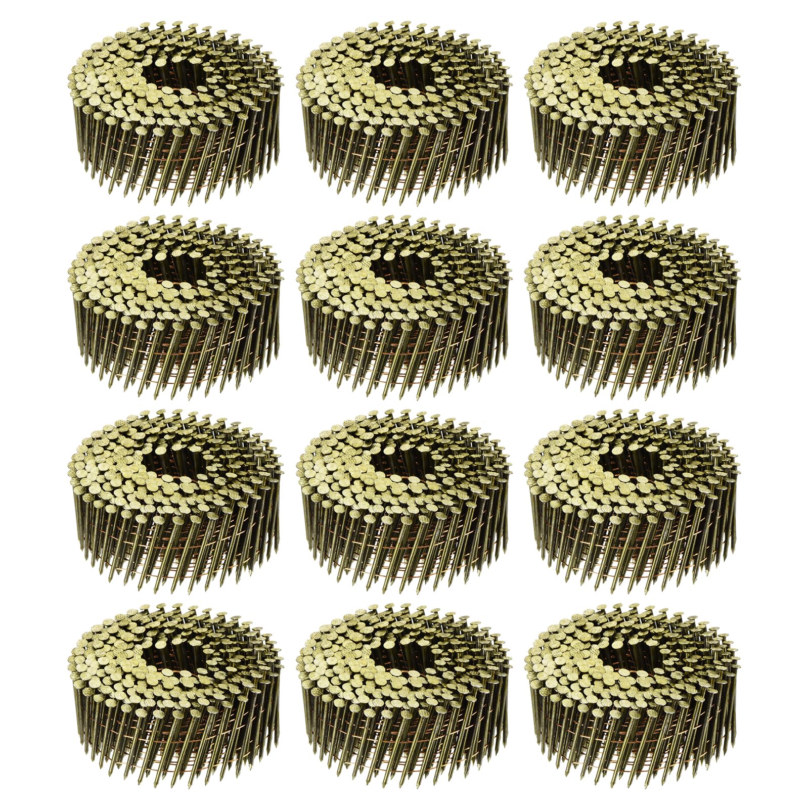 uxcell 3600 Count Siding Nails 2" x 0.091" 15-Degree Ring Shank Full Round Head Collated Wire Coil for Lath and Sheathing Materials