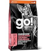 Go! Solutions Carnivore Salmon + Cod Grain-Free Dry Dog Food, Our Highest-Protein Kibble Made with Real Meat & Fish, Chicken-Free Recipe, for Puppies, Adults & Seniors, 3.5 lb Bag