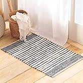 HOMEMONDE Denim Rag Rug 20"x32" Blue Recycled Soft Cotton Chindi Hand Crafted Reversible Boho Rugs for Entyrway, Doormat, Kitchen, Bedroom, Living Room