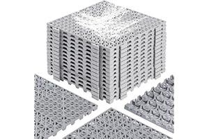 EVANCENT 12” x 12” Drainage Interlocking Floor Tiles, 12 Pack Non-Slip Pool Deck Drain Mats for Flooring, Soft PVC Splicing Modular Cushion Mats, Rubber Floor Tiles with Holes for Shower Basement Garage Shed