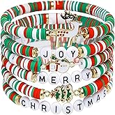 6 Pcs Christmas Bracelets, Merry Christmas Gifts Friendship Couple Jewelry for Women Teens Girl