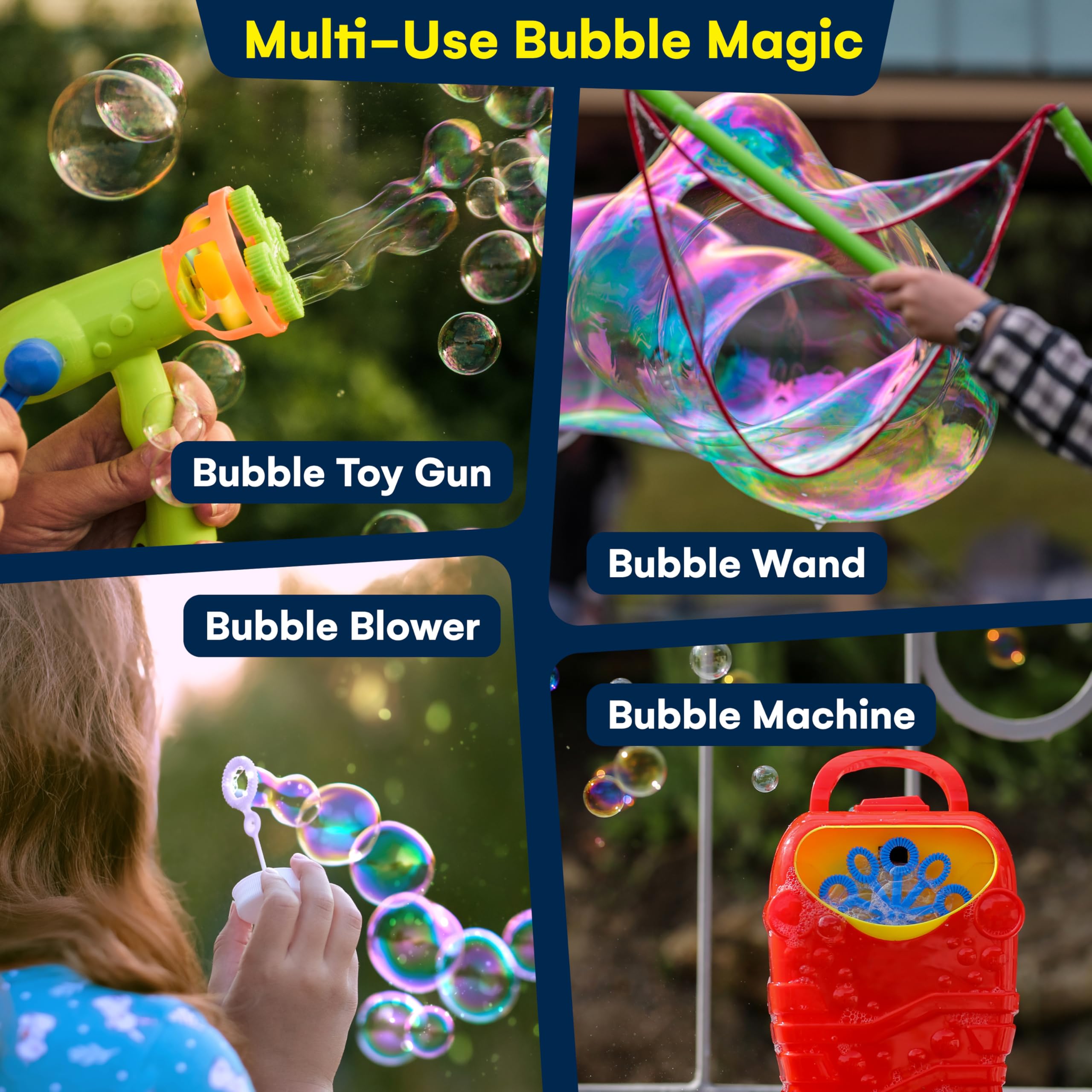 Kidzlane Bubbles Solution Refill 67.63 oz - Large and Easy-Grip Bottle for Bubble Machine, Guns, and Wands - Toddler Liquid Refill for Ages 3 and Above