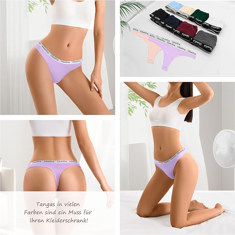 10er Pack String Tanga Damen Baumwolle Sexy Unterwäsche für Frau Sexy Slip for Women Sportbund Thongs Soft Dessous Thong Mehrpack UN1-S-10 — Foto 2 von 7