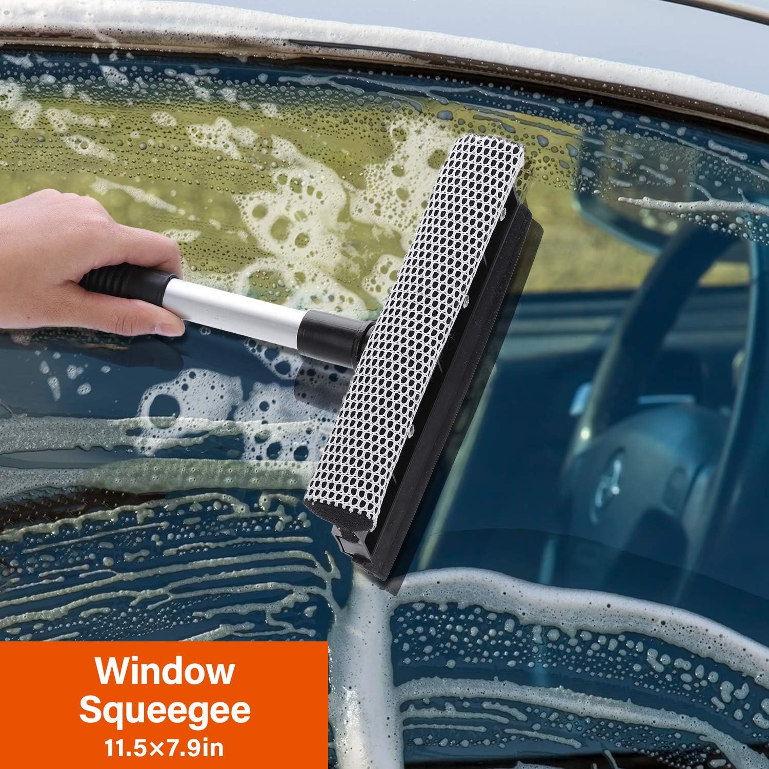 9 Pcs Car Wash Kit Car Cleaning Tools Chenille Wash Mitt Sponge, Microfiber Cloth,Wheel Brush,Squeegee for Interior, Exterior Washing Cleaning Accessories Auto Clean Tools Supply Set with Storage Box: Automotive