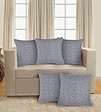 S N TRADERS Jute 200 Thread Count Cushion Covers, 16 x 16 Inch, Elegant Grey Shade, Set of 5 Pieces for a Stylish and Cozy Living Space Makeover - Enhance Your Home Decor