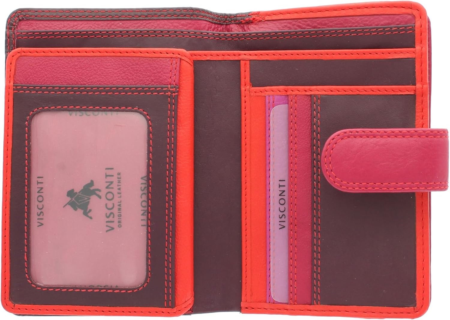 Visconti Rainbow Leather Ladies Purse Style RB51 RFID Blocking Plum Multi