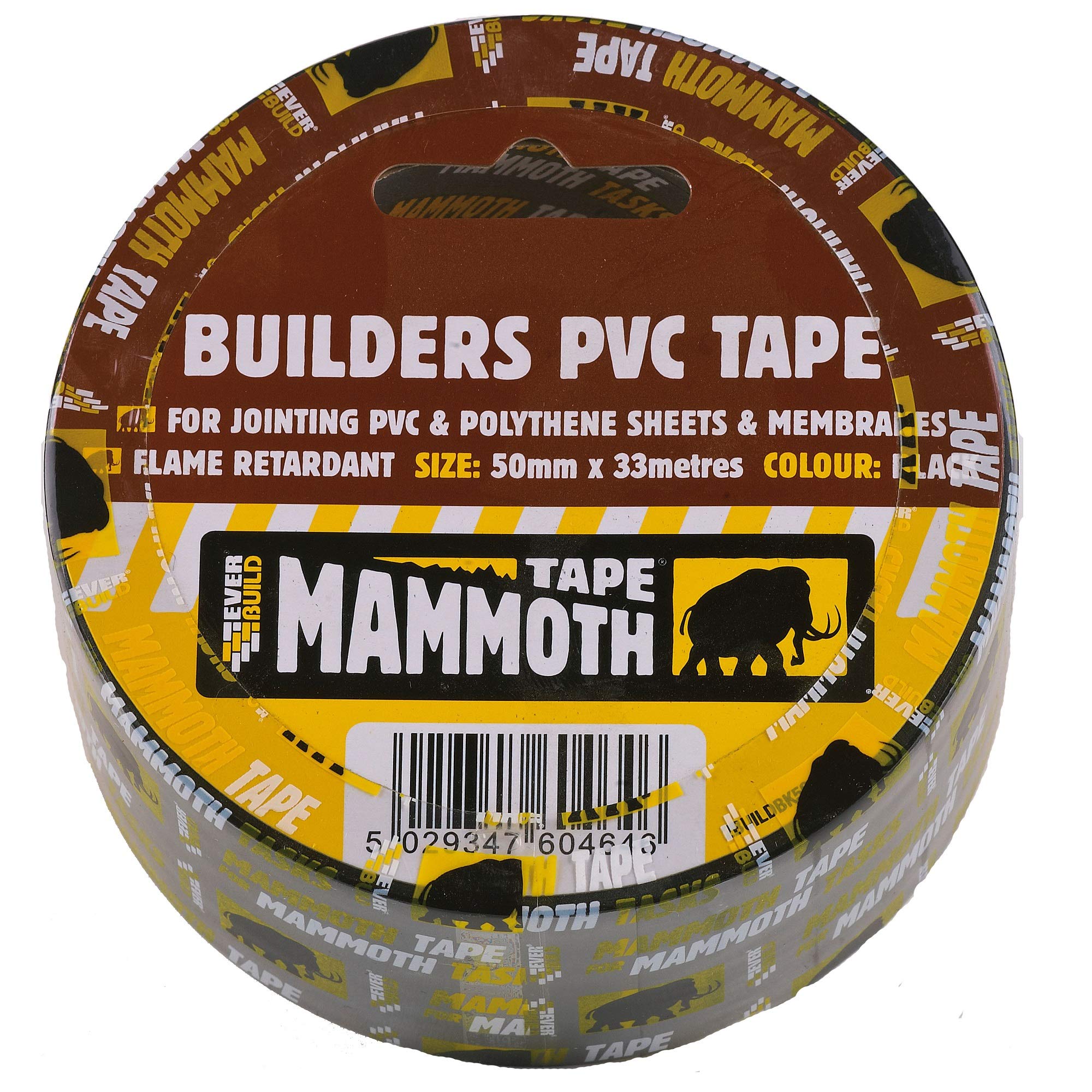 Everbuild Mammoth Builders PVC Tape – Flame Retardant – Black – 50mm x 33mm
