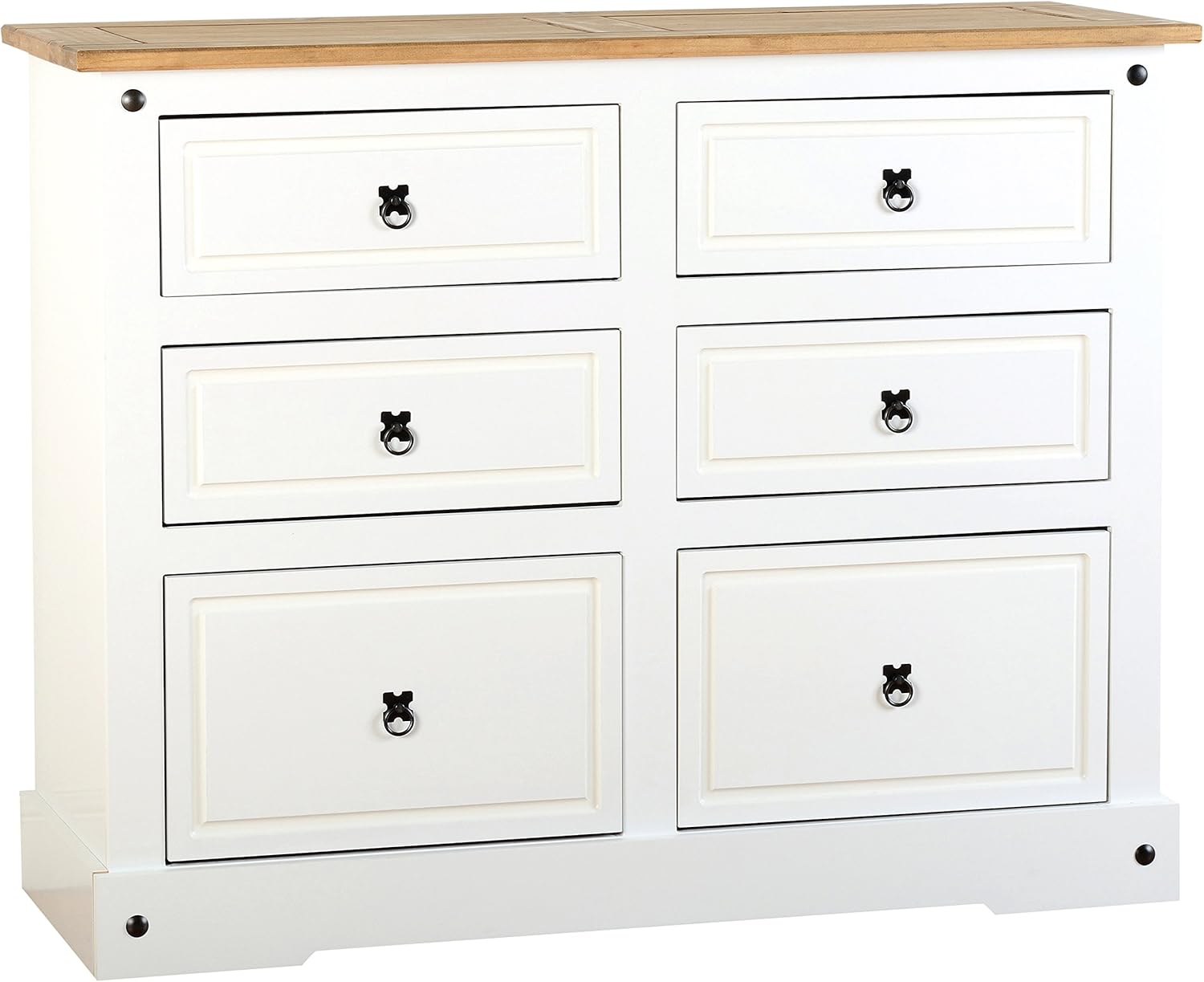 Seconique Corona 6 Drawer Chest White Distressed Waxed Pine