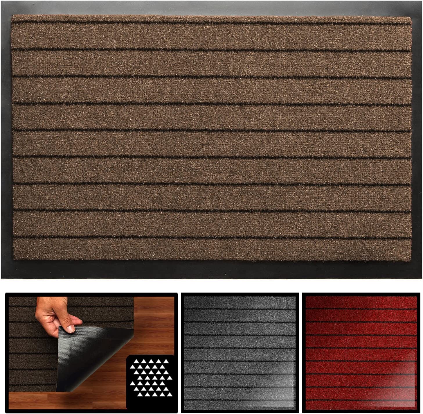 Tesar Alaska Absorbent Doormat Outdoor Front Door Mat Waterproof Washable Antibacterial Padded Non-Slip Hallway Kitchen Bedroom (Brown, 60x90cm)