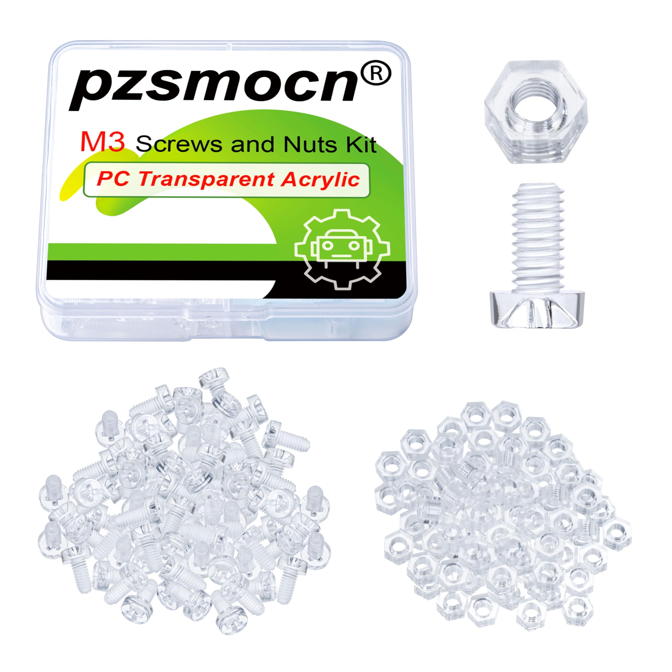 Pzsmocn 200 Pieces/100 Sets M3*6 mm PC Transparent
